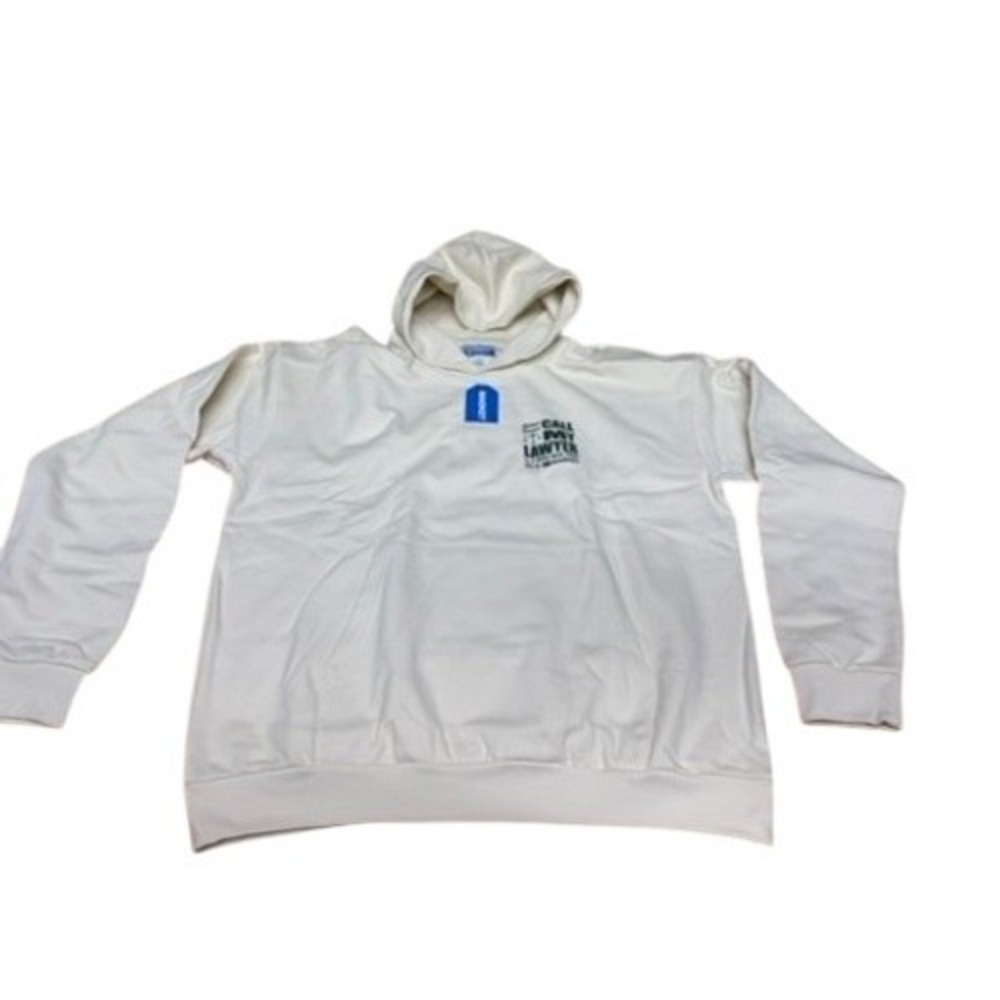 NEW! "MARKET Call My Lawyer" Graphic Hoodie Men M Cream PLZ READ‎  REG-#160